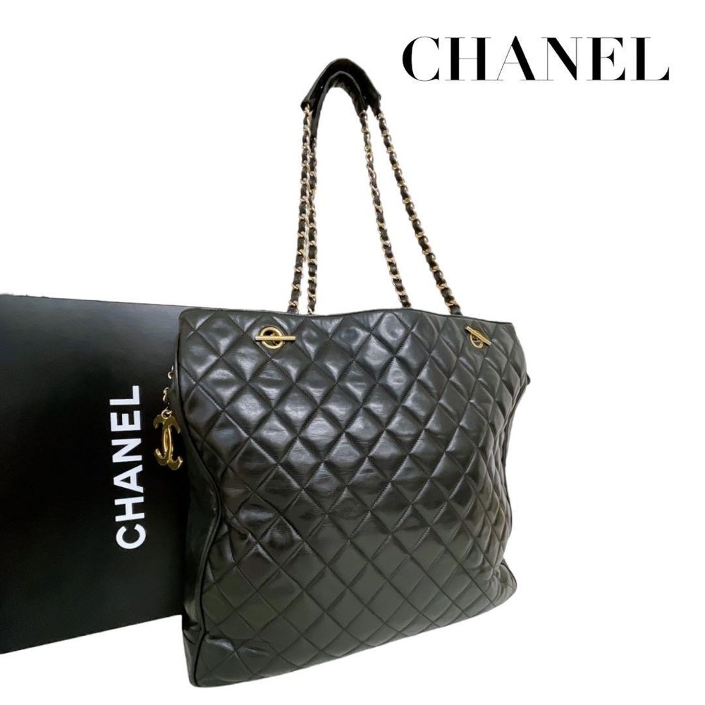 Chanel Matelasse Lambskin Double Chain Tote in Rare Coco Black