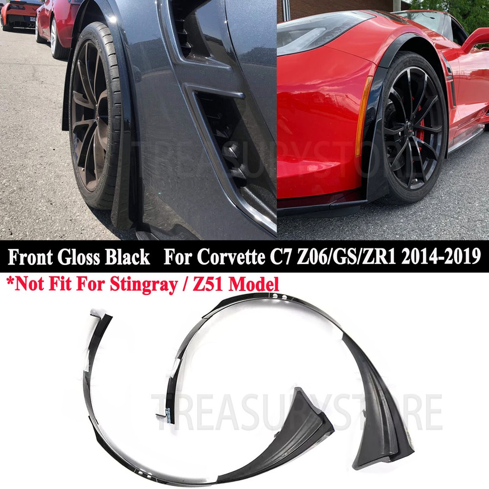 For Corvette C7 Z06 14-19 Front Compelete Fender Flare Arch Extension Trim Gloss