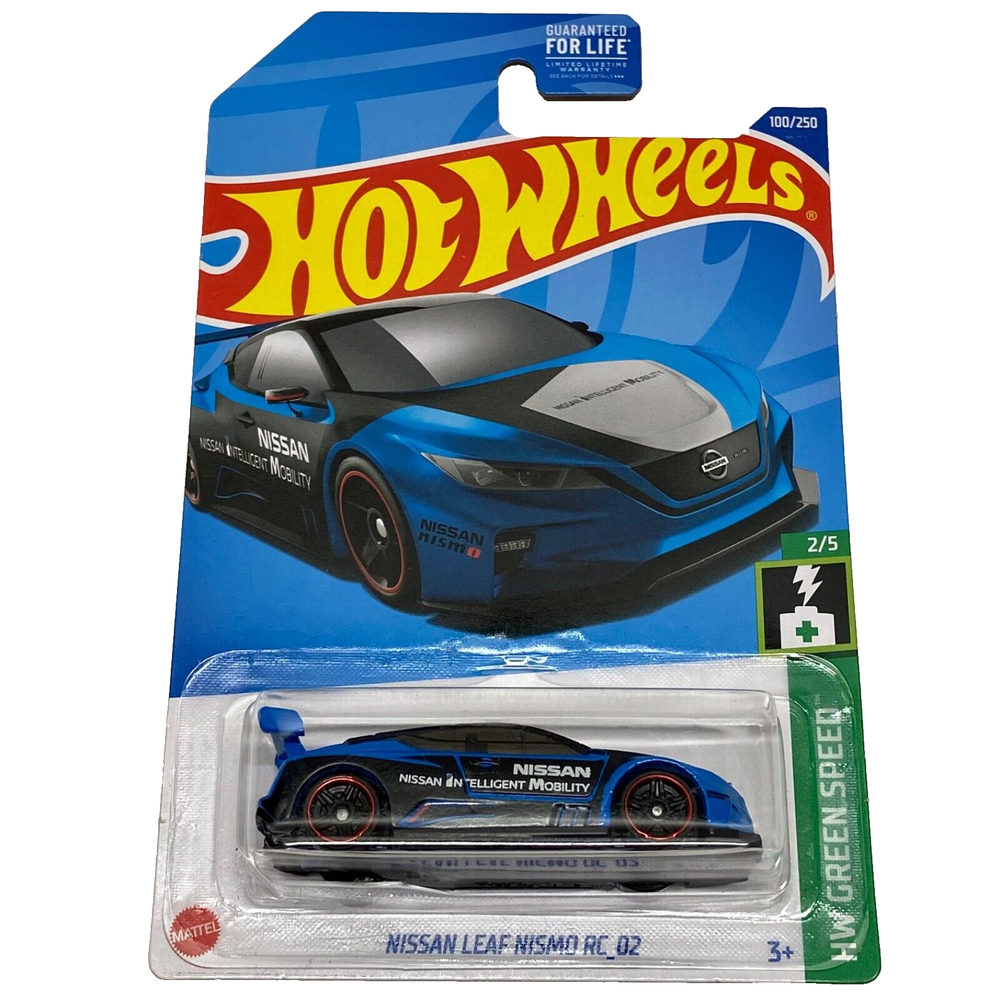 Hot Wheels Nissan Leaf Nismo RC_02 100/250 HW Green Speed 2/5 Blue Black 1:64 Scale Diecast