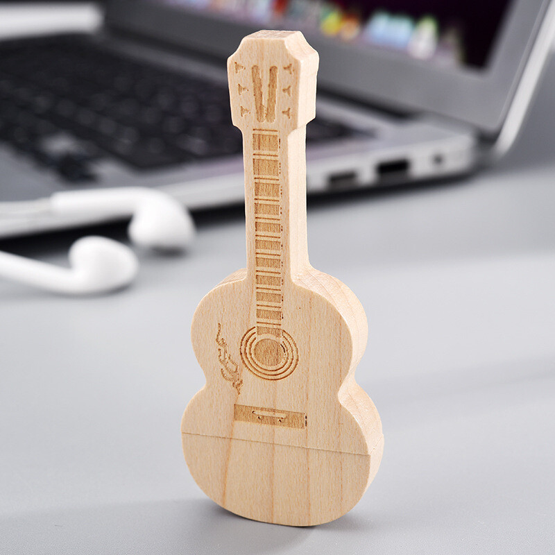 Guitar Shaped Wooden USB 2.0 Flash Drive 16GB Memory Stick USA  