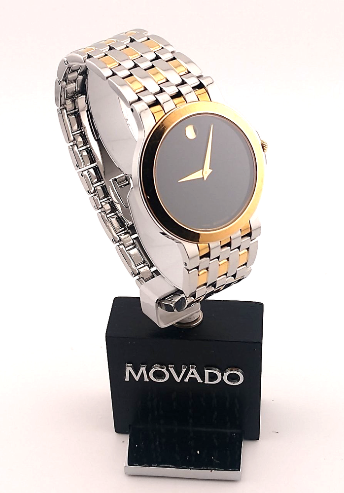 Movado Men's Classic Museum 2-Tone GP/SS W/Black Dial #81.G2.1898 ~ Excellent!!