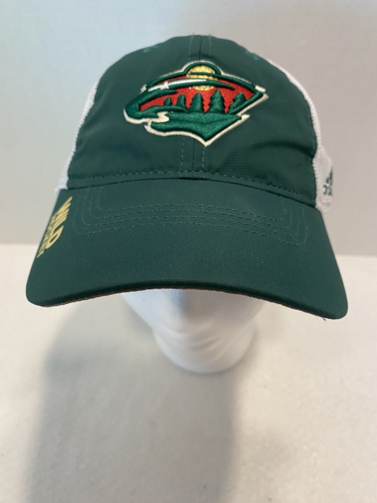 Minnesota Wild Adidas Sz L/XL Fitted Hockey Hat NHL Green White Mesh 2017