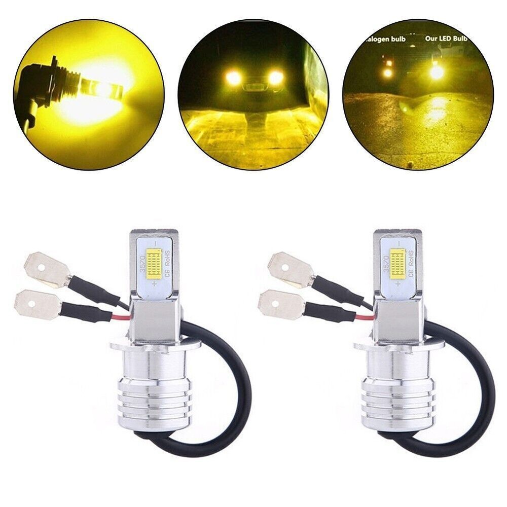LED Fog Light Bulb Conversion Kit Super Bright Yellow DRL Lamp 3000K 80W 2Pcs H3