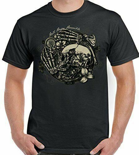 Skull T-Shirt Biker Tattoo Motorbike Gothic Steampunk Hell Hope Horrible Mens