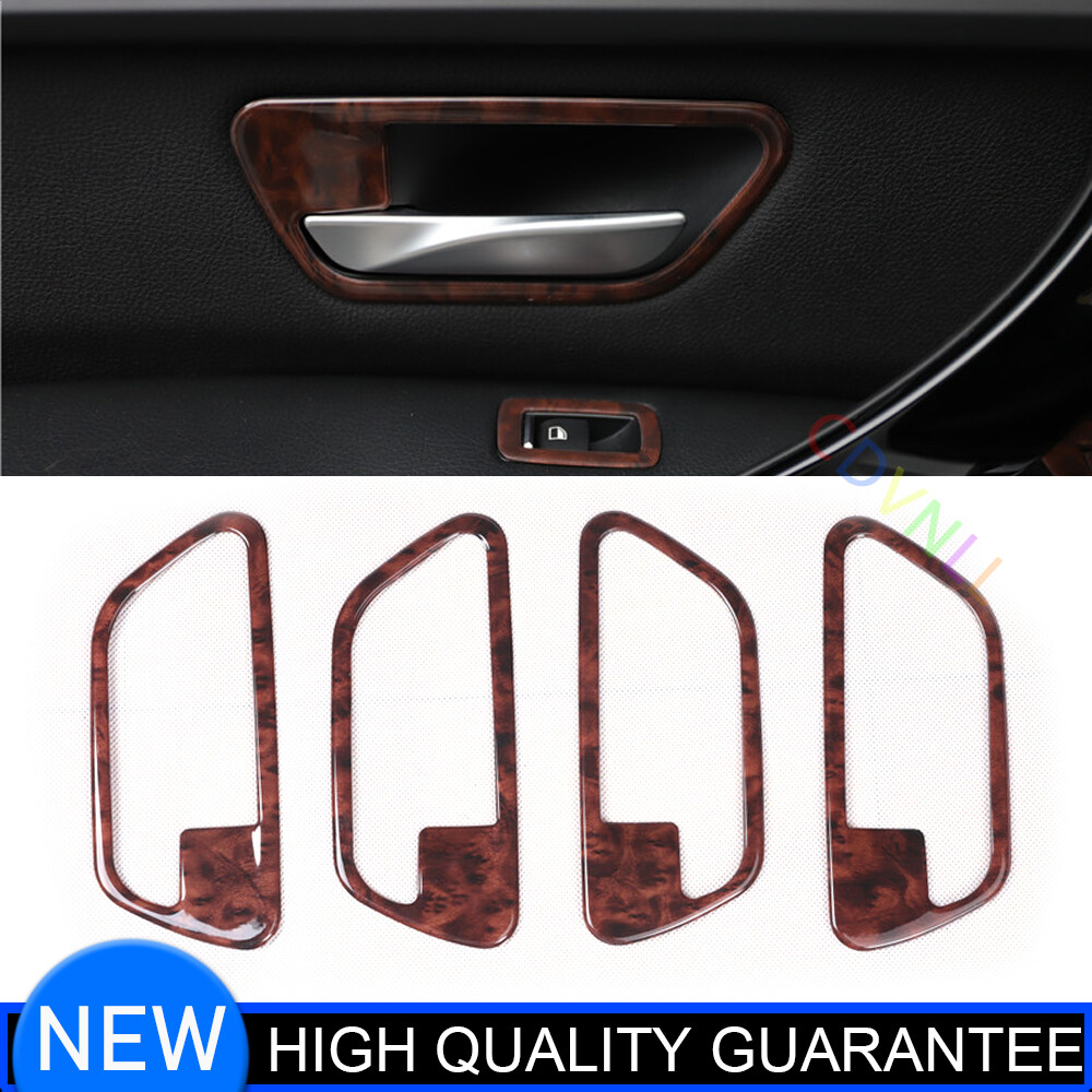 Car Inner Door Handle Frame Cover 4PCS Fit For BMW 3 Series 2013-2019 Wood Grain