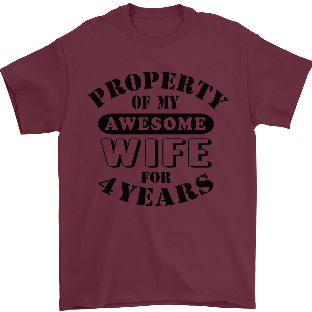 4th Wedding Anniversary 4 Year Funny Wife Mens T-Shirt 100% Cotton