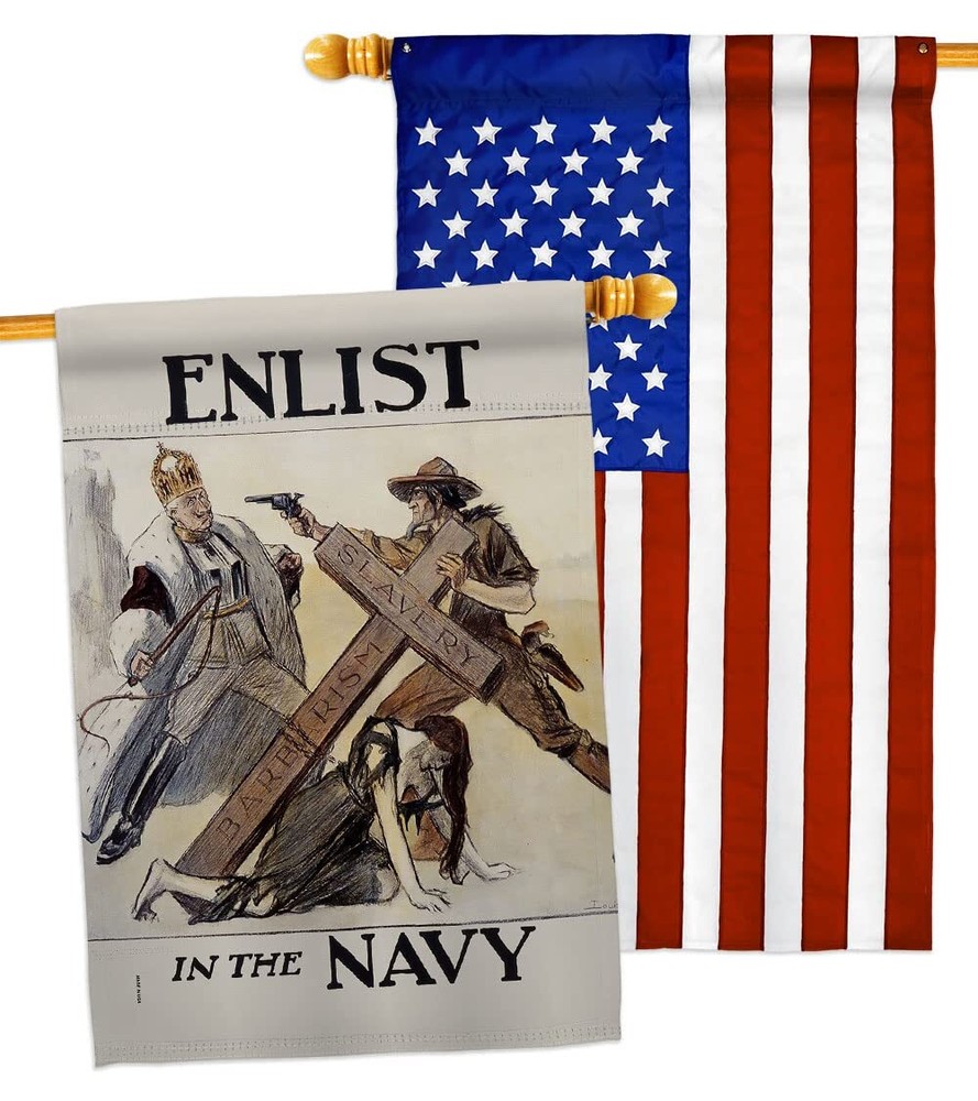 Slavery Barbarism House Flag Pack Armed Forces Navy USN Seabee United State A...