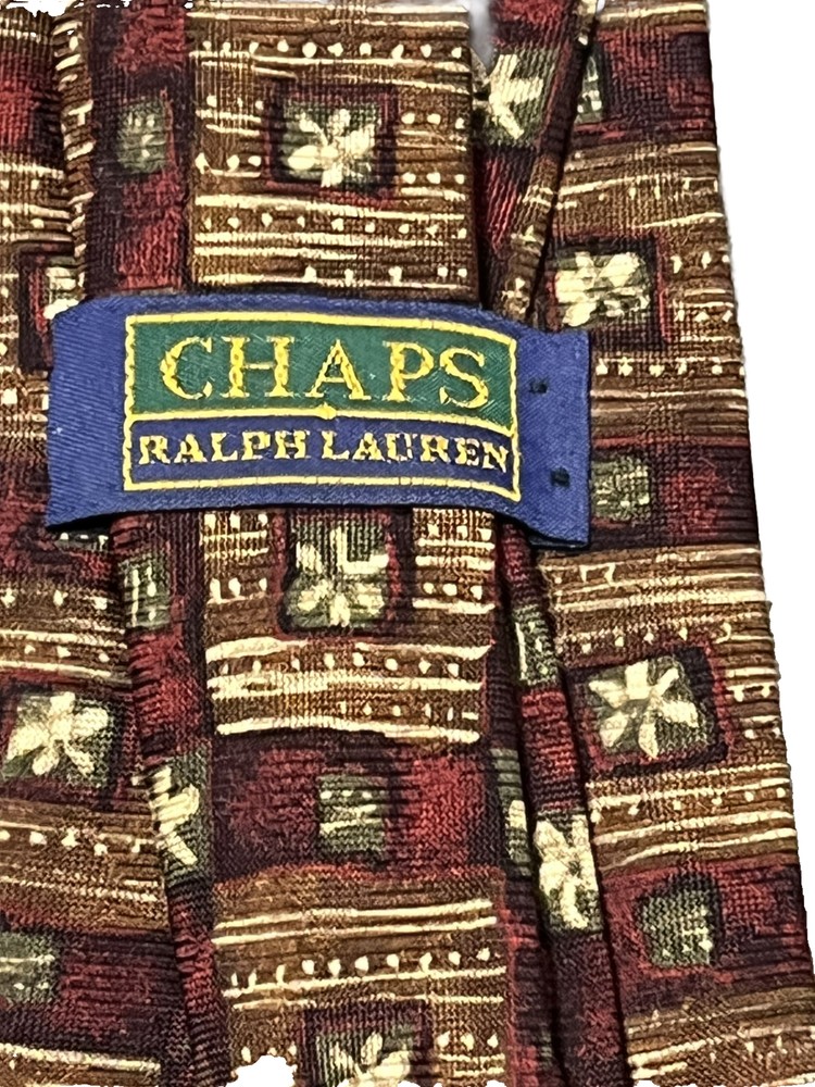 Vintage Chaps Ralph Lauren Tie 100% Silk Burgundy Red Necktie Made in USA 58” 4”