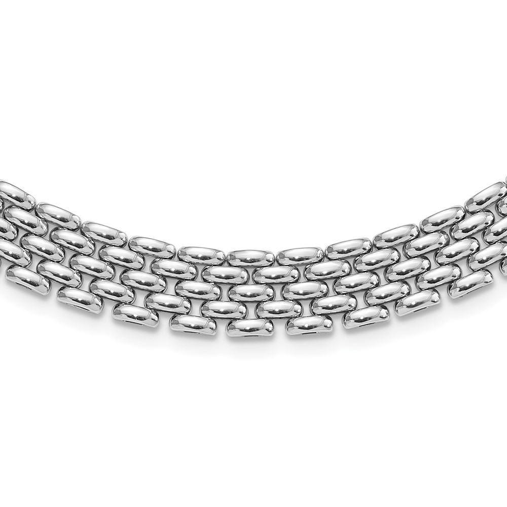 Sterling Silver Rhodium-plated Polished Fancy Link Chain Necklace 18