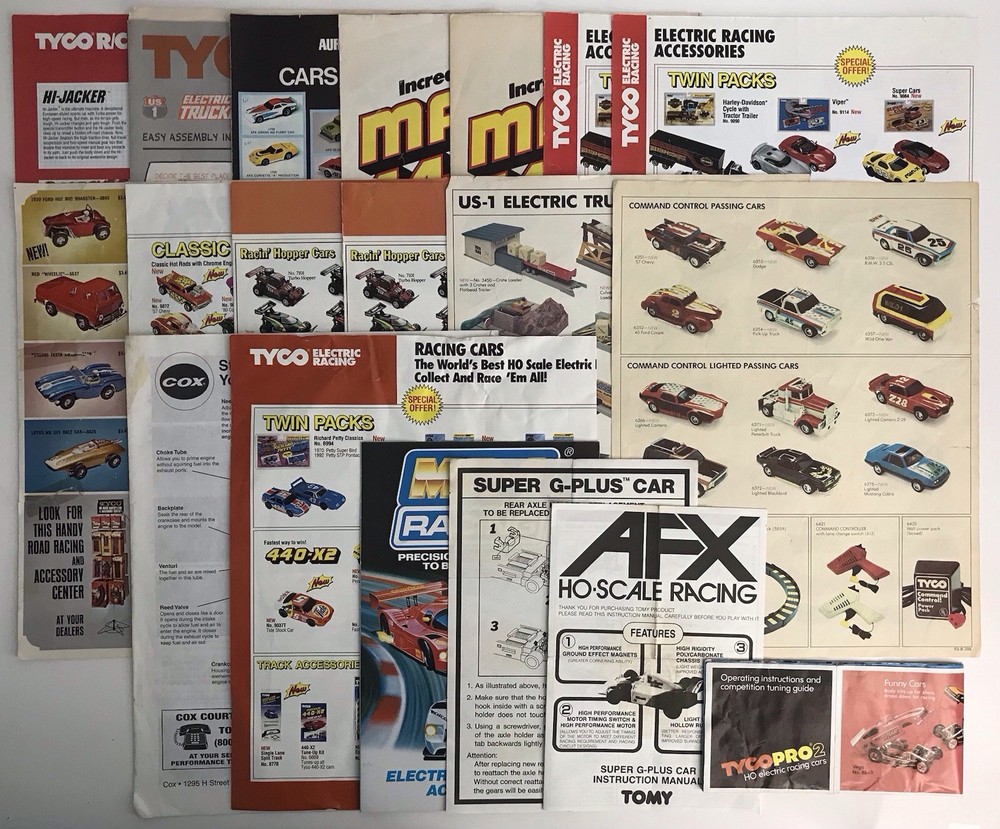 Vintage TYCO & Others RACE CAR AD Brochure Slot Racing Catalogs & More!