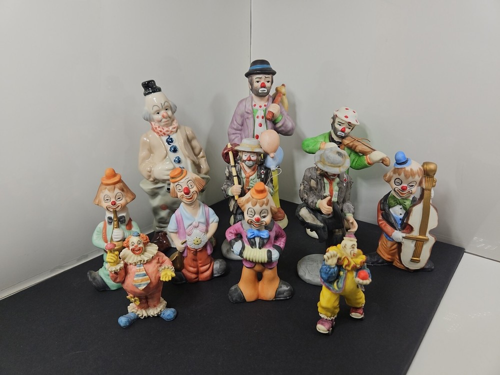 Emmett Kelly Jr Hobo Clown Knapsack Figurine Flambro 1984 Set Bundle Lot