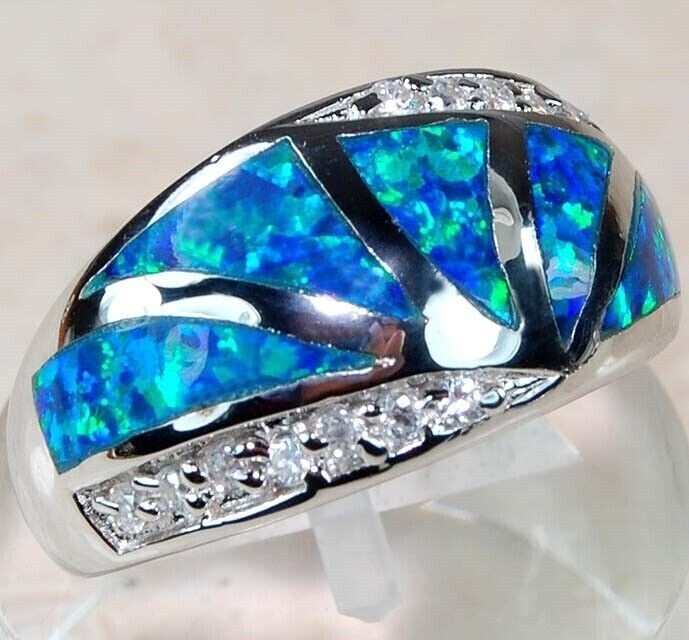 Australian Opal and Topaz 925 Sterling Silver Ring Size 7 TD3