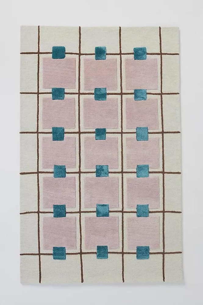 Anthropologie Greer Mauve Handmade Tufted Wool Area Rug Carpet