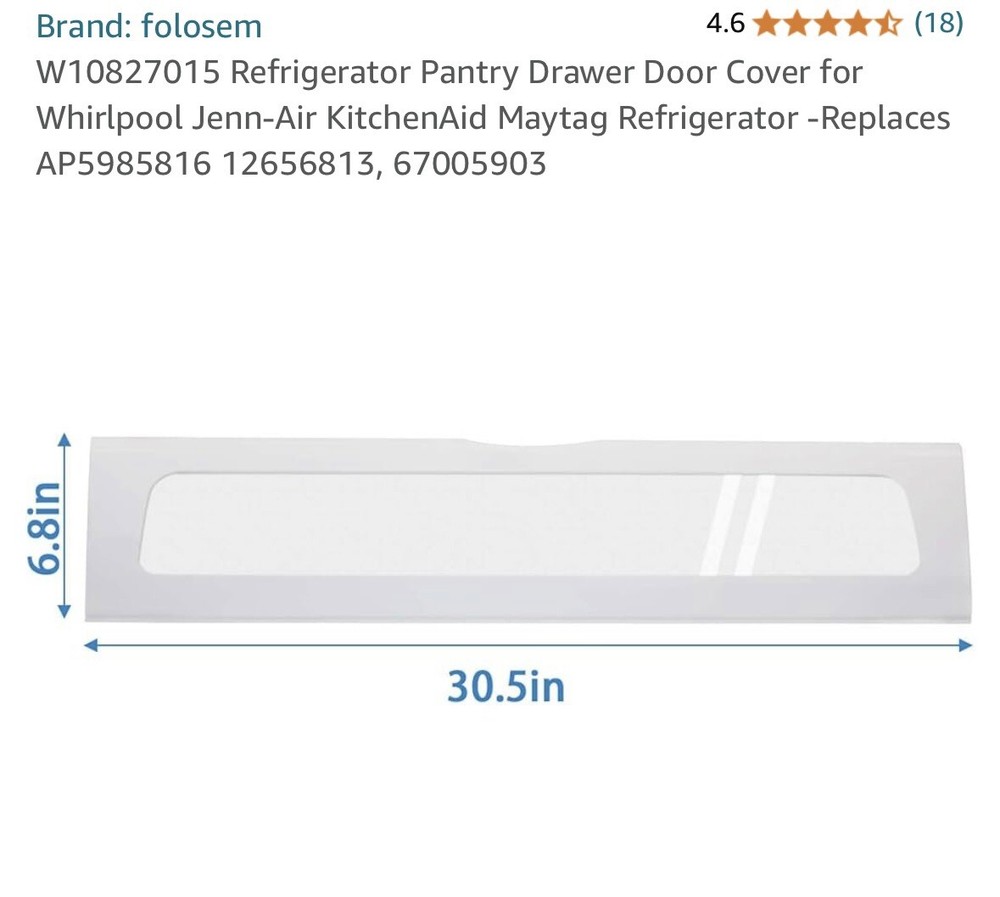 W10827015 Cubierta Puerta Cajón Despensa Compatible con Whirlpool