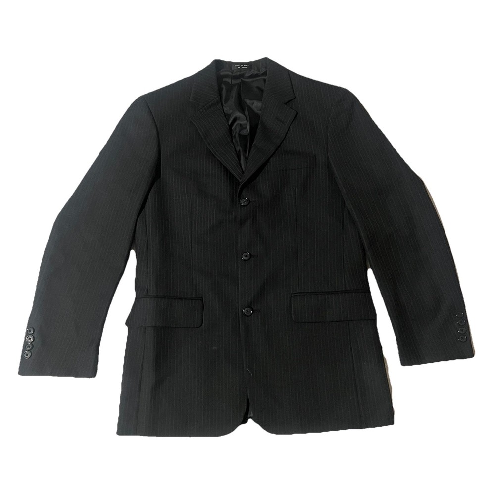 Enrico Gelini Men’s Black Pinstripe Blazer Jacket R36 Wool Blend 3-Button Korea