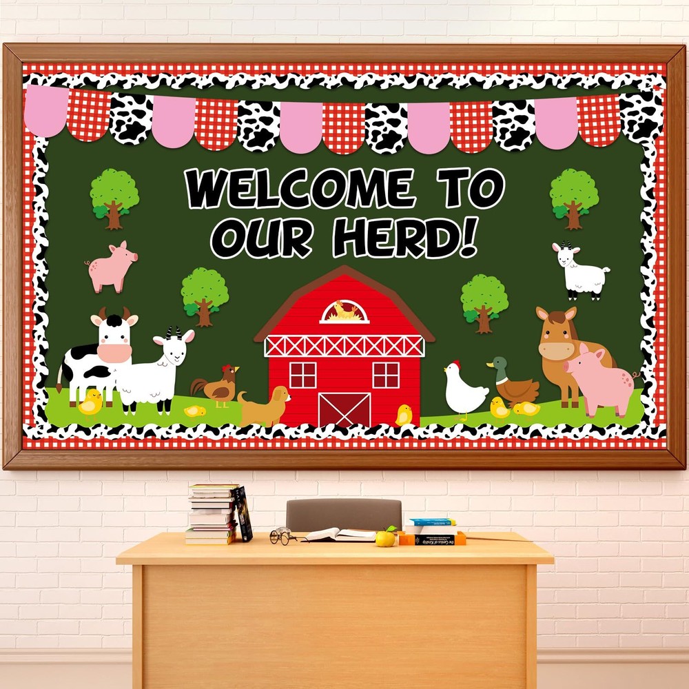 Justforjoyful Back to School Bulletin Board Set Farm Animal Cutouts Classroom...-image