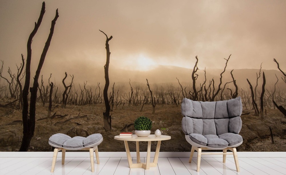 3D Post-disaster Forest Sunset Scenery Wall Murals Wallpaper Murals Wall Sticker