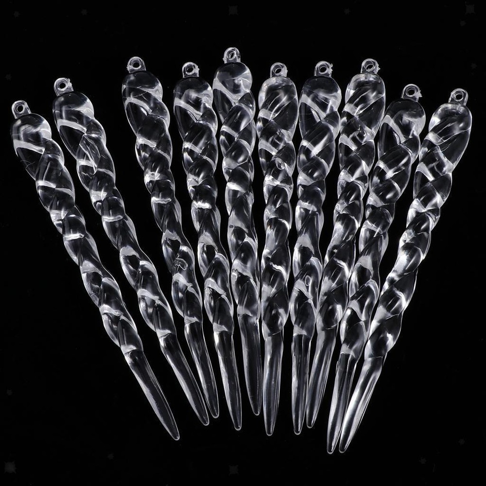 10 Pcs Clear Acrylic Icicle Ornaments for Christmas Tree Decor