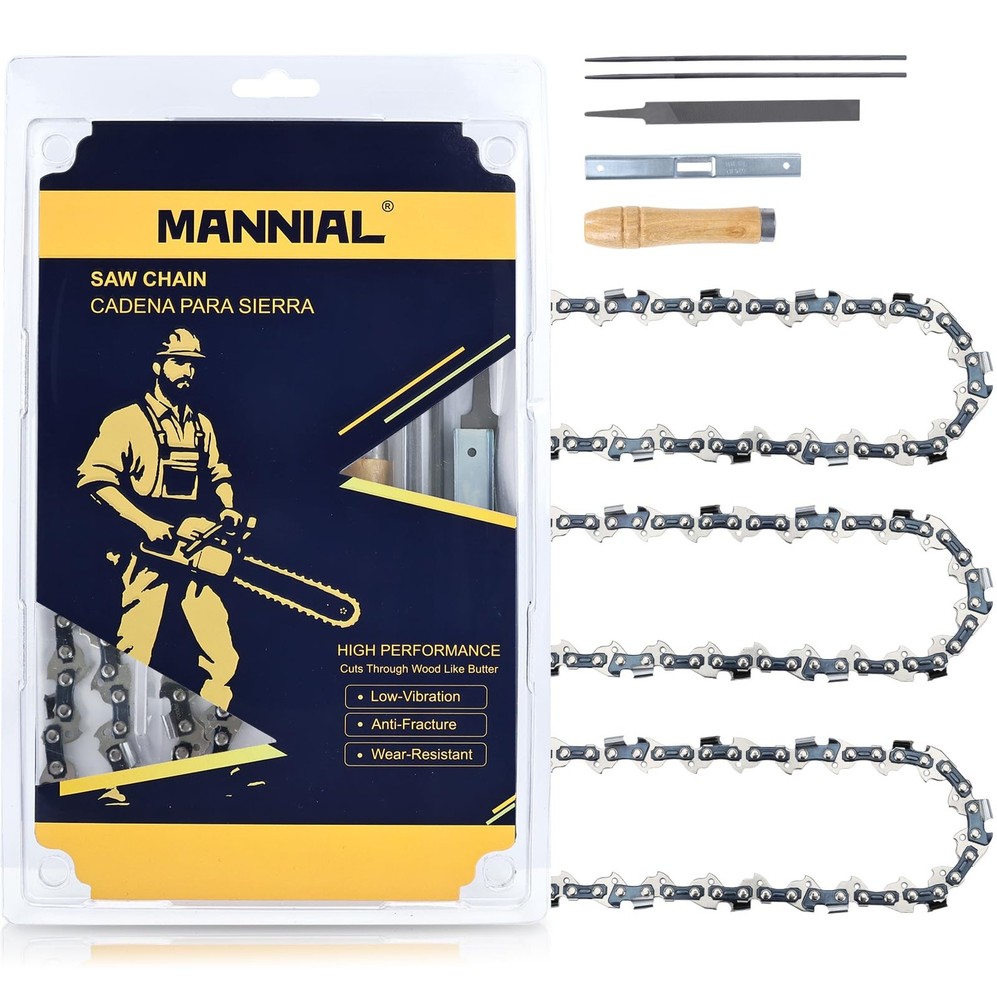 WG323 10 Inch Chainsaw Chain 3-Pack with Sharpening Kit 3/8