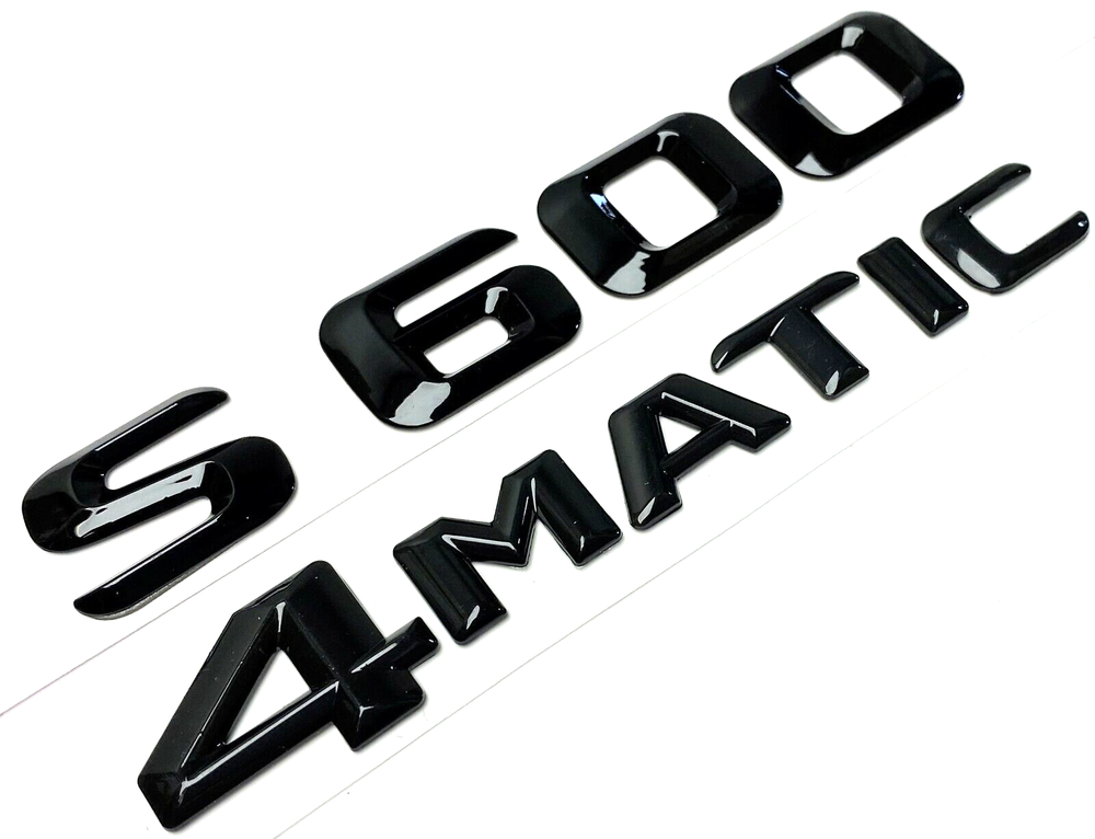 1 S600+4MATIC BLACK FOR MERCEDES REAR TRUNK EMBLEM BADGE NAMEPLATE DECAL NUMBER
