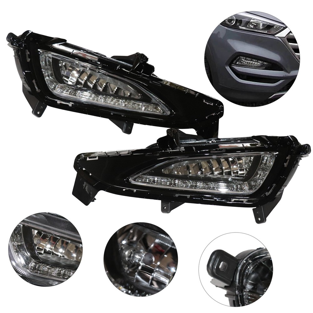 LED Fog Lights Fog Lamp Left & Right Side Fits For Hyundai Tucson 2015 2016 2017
