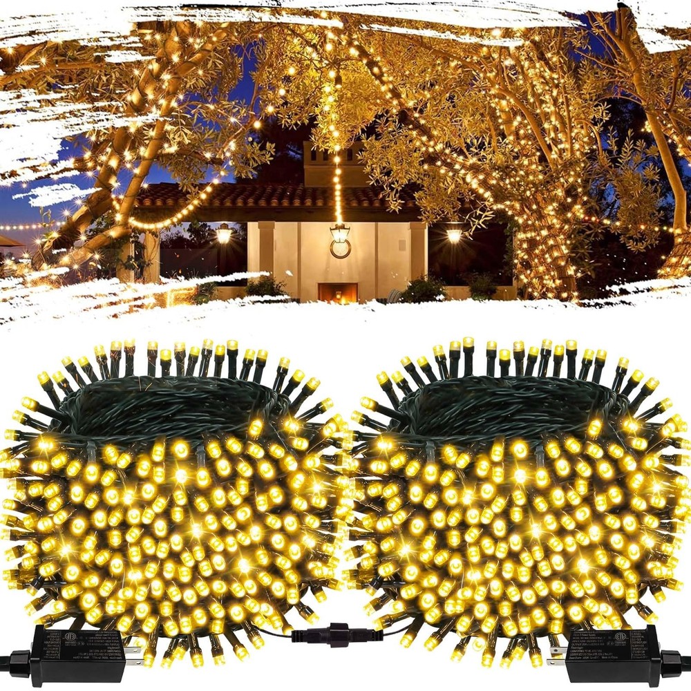 2-Pack Connectable 164FT 400LED Outdoor String Lights Waterproof, Twinkle Lig...