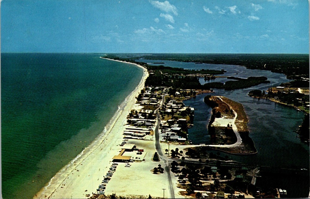 Miami Beach Florida Aerial View Nokomis Beach Casey Key Vintage Postcard   23650