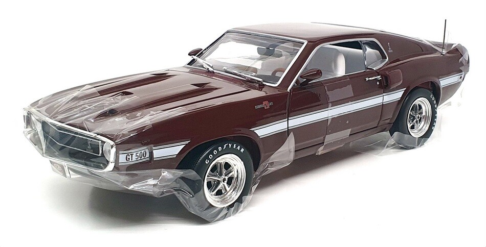 1/18 Scale Autoworld 1969 Shelby GT-500 Maroon Diecast Model Car