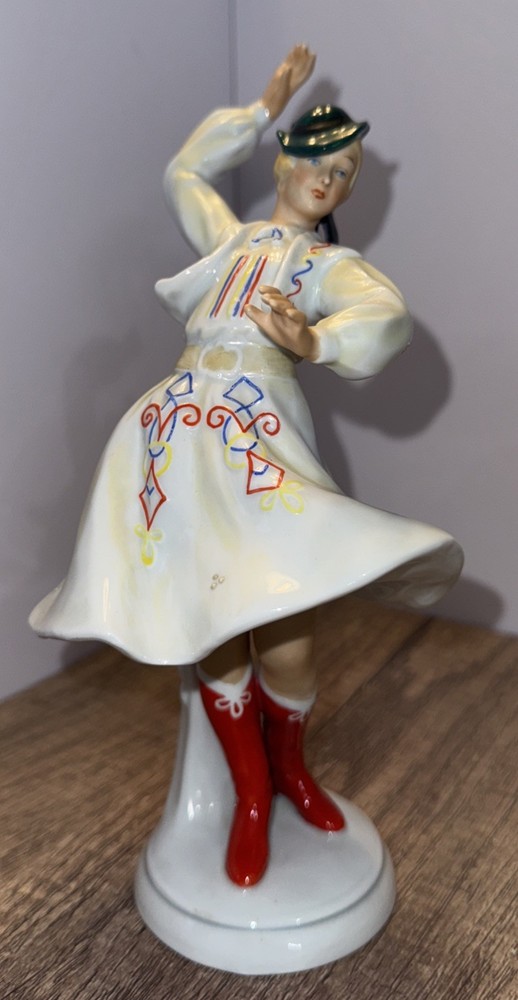 SCHAUBACH KUNST RARE Dancing Lady**~Figurine~Germany~Vintage~ART DECO 8.5” Tall
