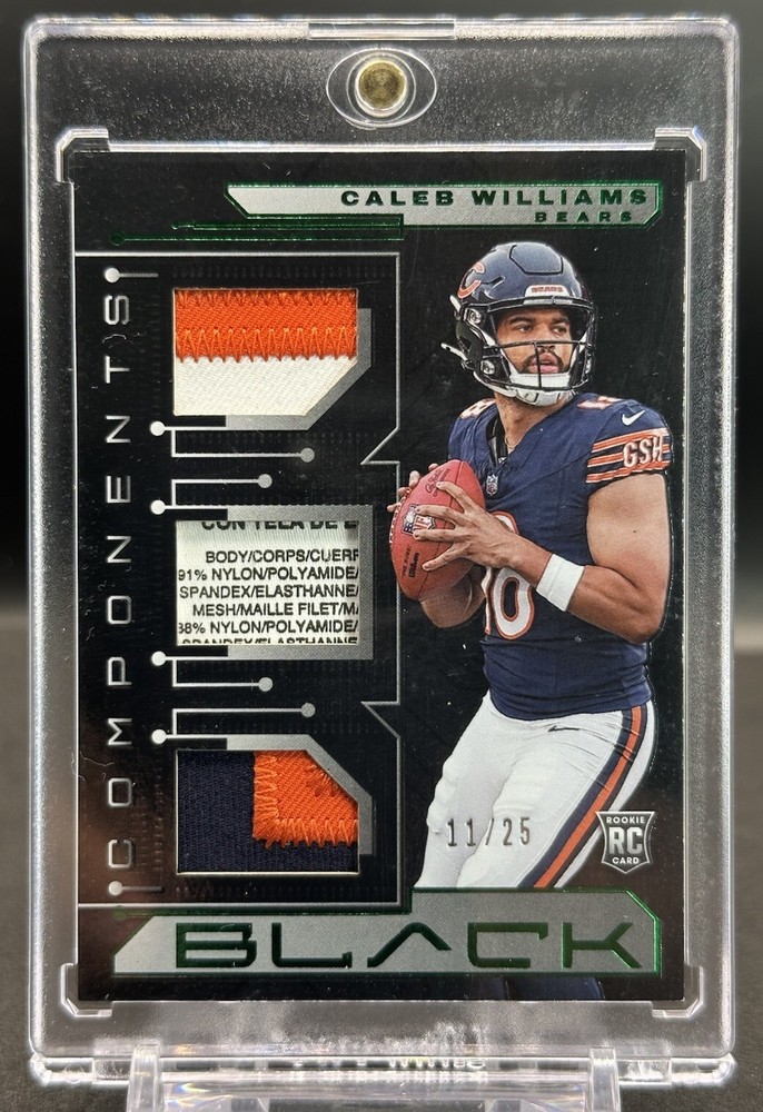 2024 Panini Black Caleb Williams Components Triple Patch /25 Laundry Tags! Bears