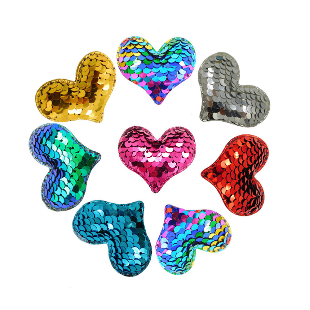14 Pcs Flip Sequin Patch Love Scrapbook Stickers DIY Crafts Shaped