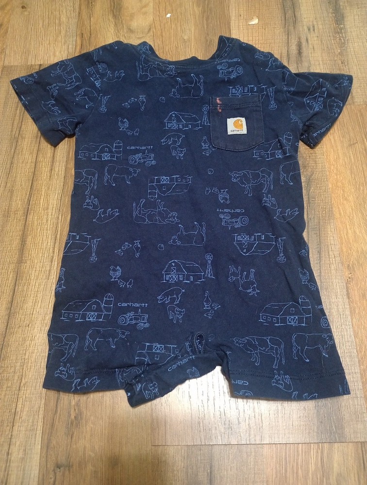 Carhartt Baby One Piece 18 Mo Farm Print Short Sleeve Snap Closure