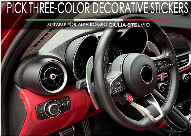 Three-color Style Car Steering Wheel Paddle Decorative Stickers For Alfa Romeo