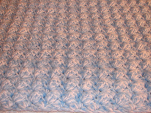 Handmade Blue and White Crochet Baby Afghan Blanket Throw