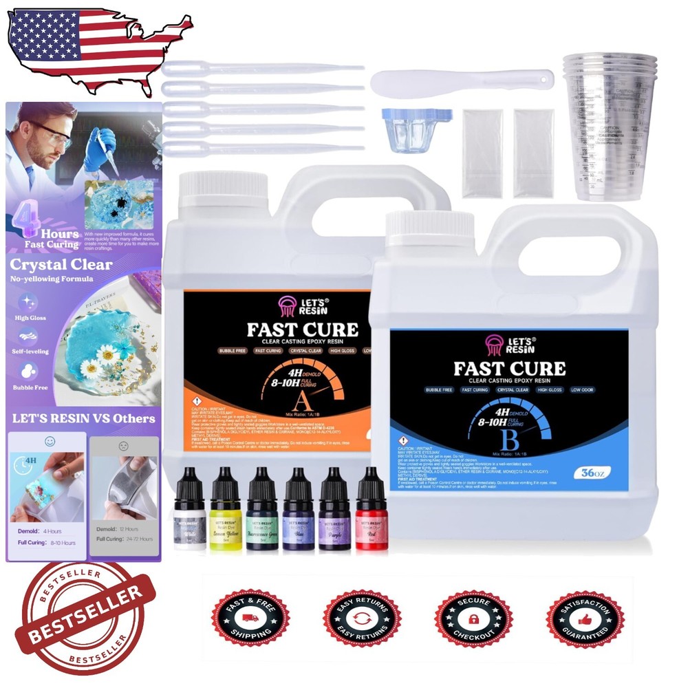 Beginner-Friendly 72oz Epoxy Resin - Cures in 4 Hours, Perfect for Jewelry