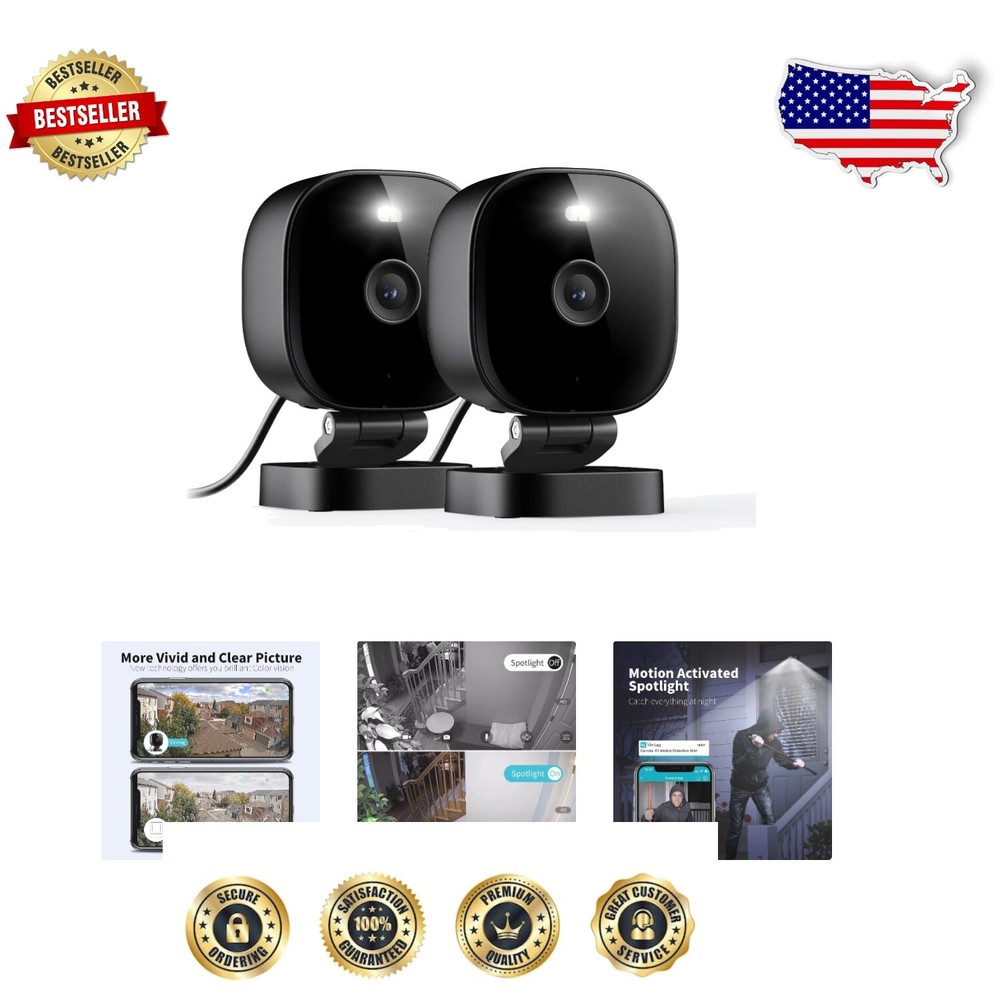 2-Pack 4MP Indoor/Outdoor Security Cameras with Two-Way Audio & Cloud Storage
