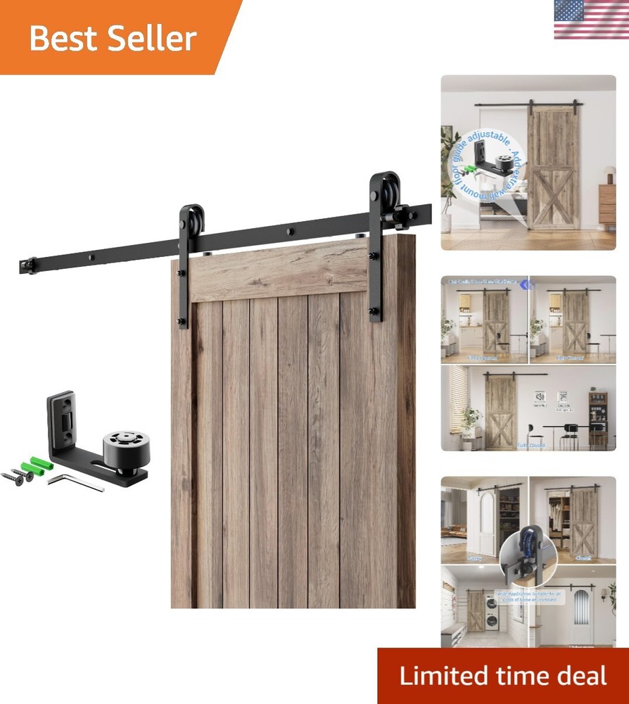 6.6FT Heavy-Duty Sliding Barn Door Track Kit with Carbon Steel Hangers for Easy Installation