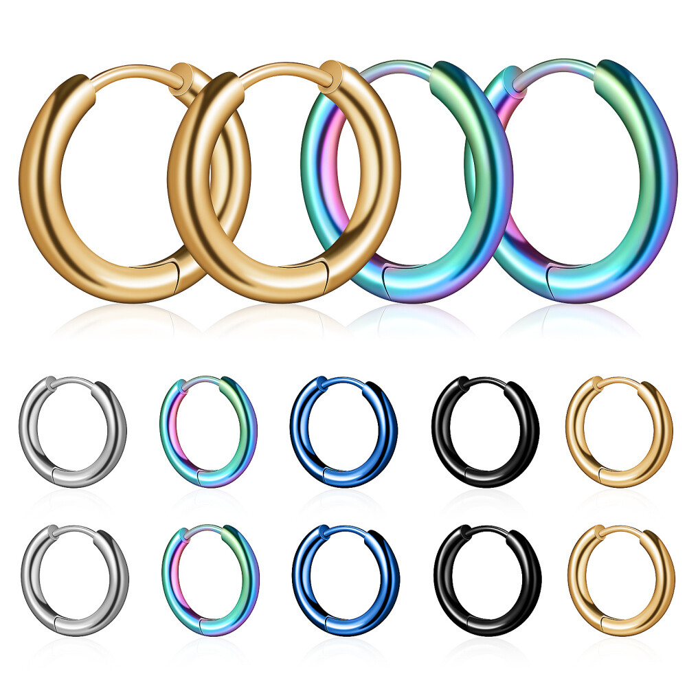 5 Pairs Gold Hoops Earrings for Women Daily Wear Hinged Student and