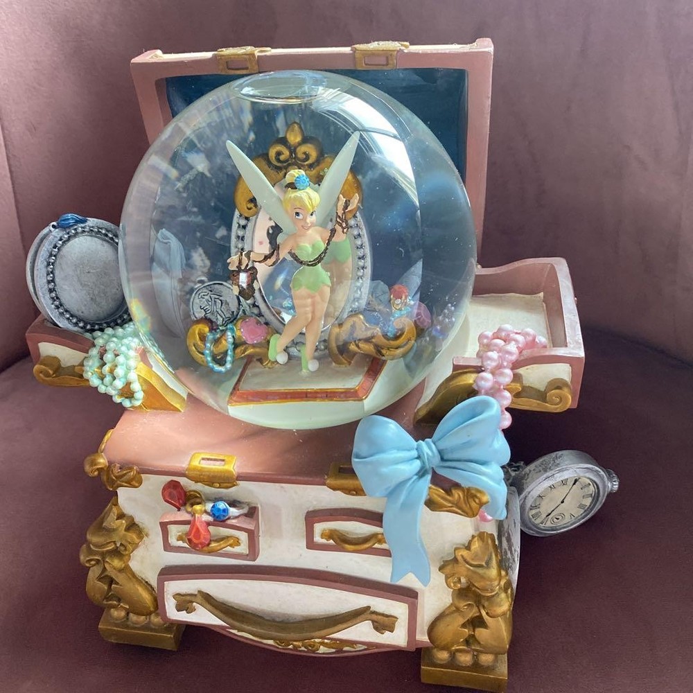 Disney Tinkerbell Musical Snow Globe Jewelry Box 23cm with You Can Fly Melody  