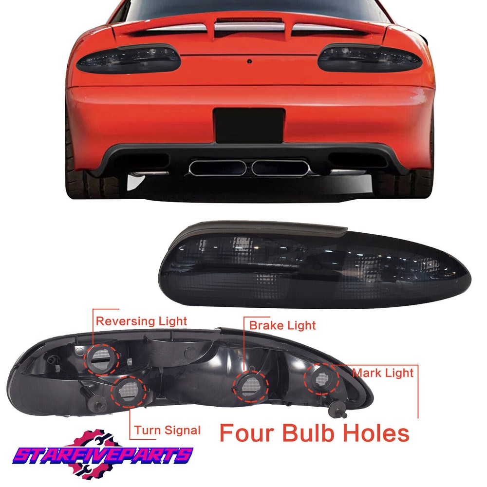 Smoke Halogen Tail Lights 4 Hole Pair for 93-02 Camaro Z28 SS