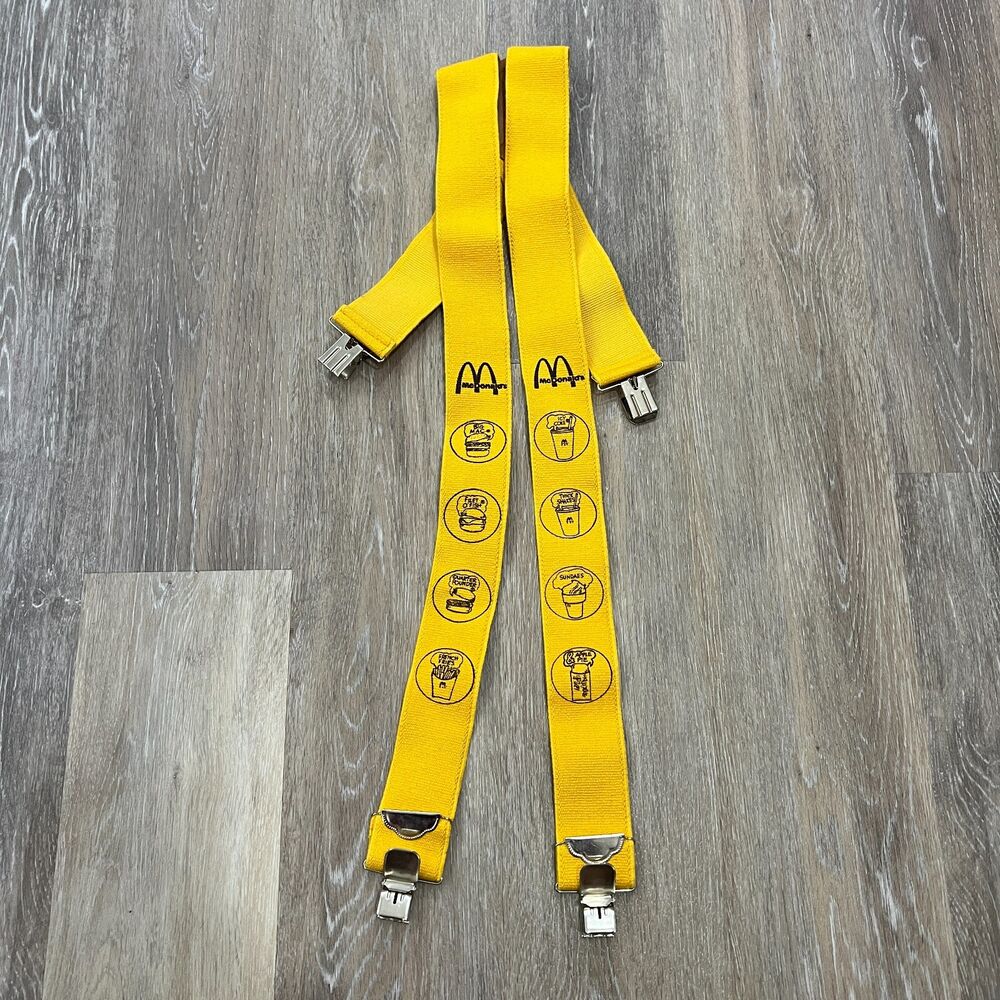 Vintage 1980s McDonalds Yellow Menu Items Adult Suspenders