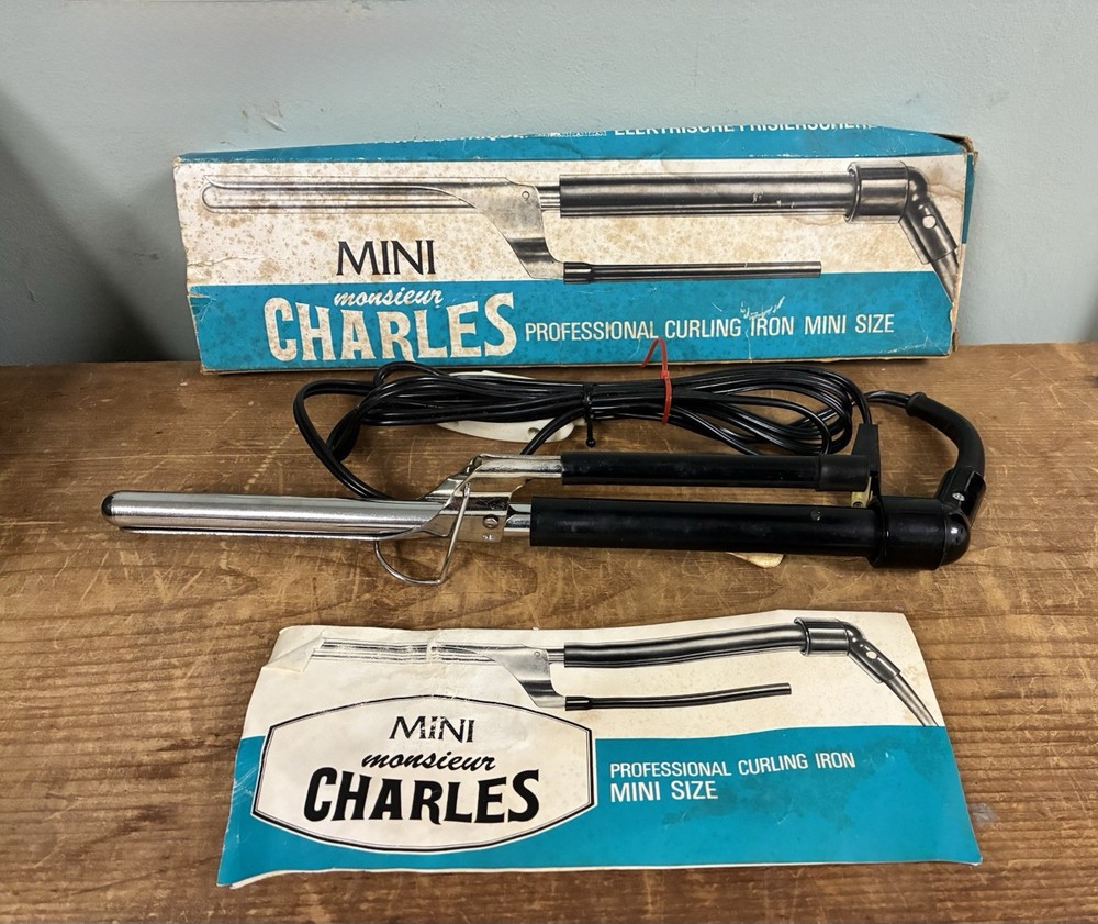 Vintage Monsieur Mini Charles Professional Curling Iron with Original Box