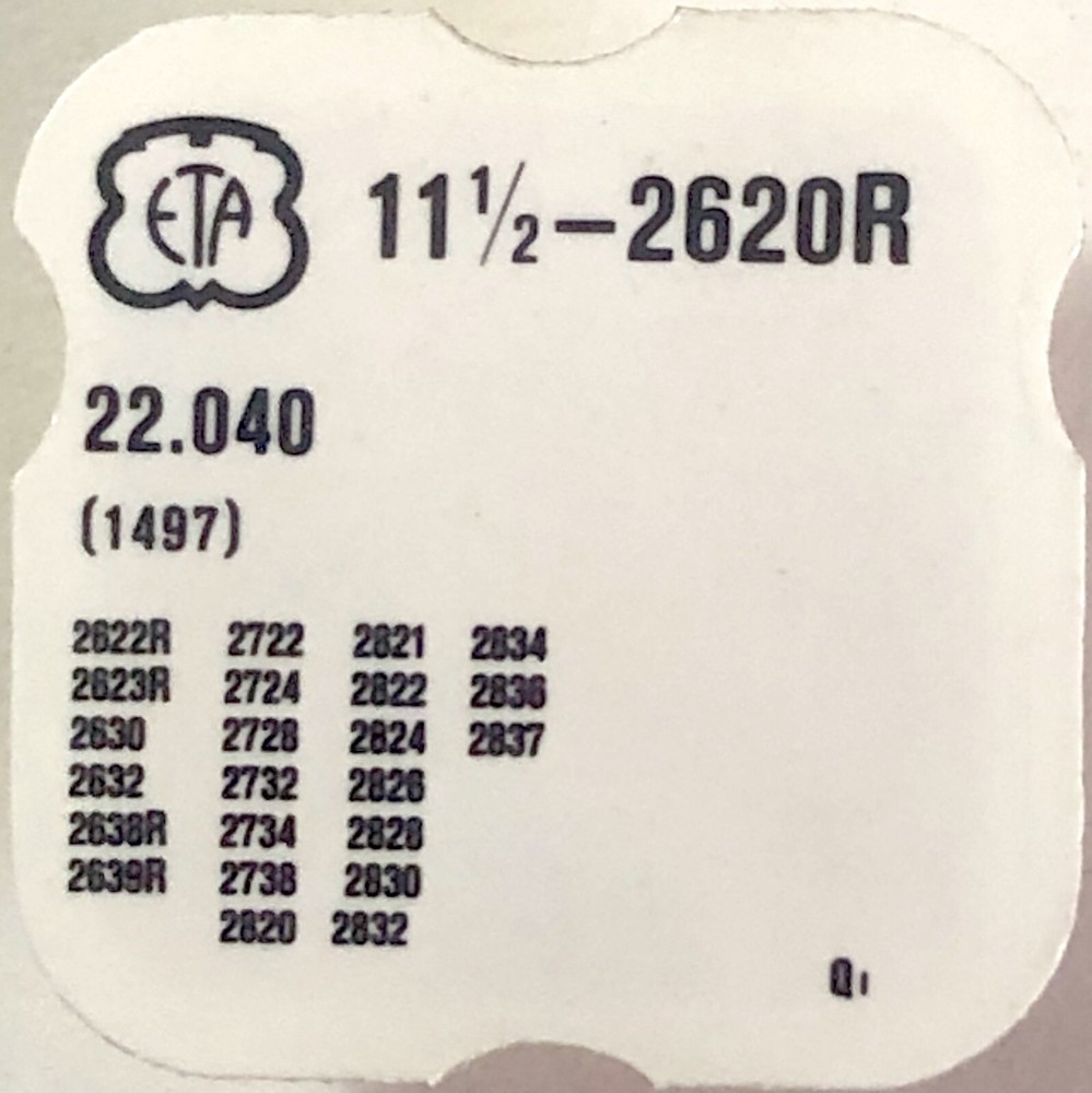 ETA Cal. 2620R Ref. 22.040 1497 Vintage Watch Part 2821 2822 2823 2824 2825 Etc