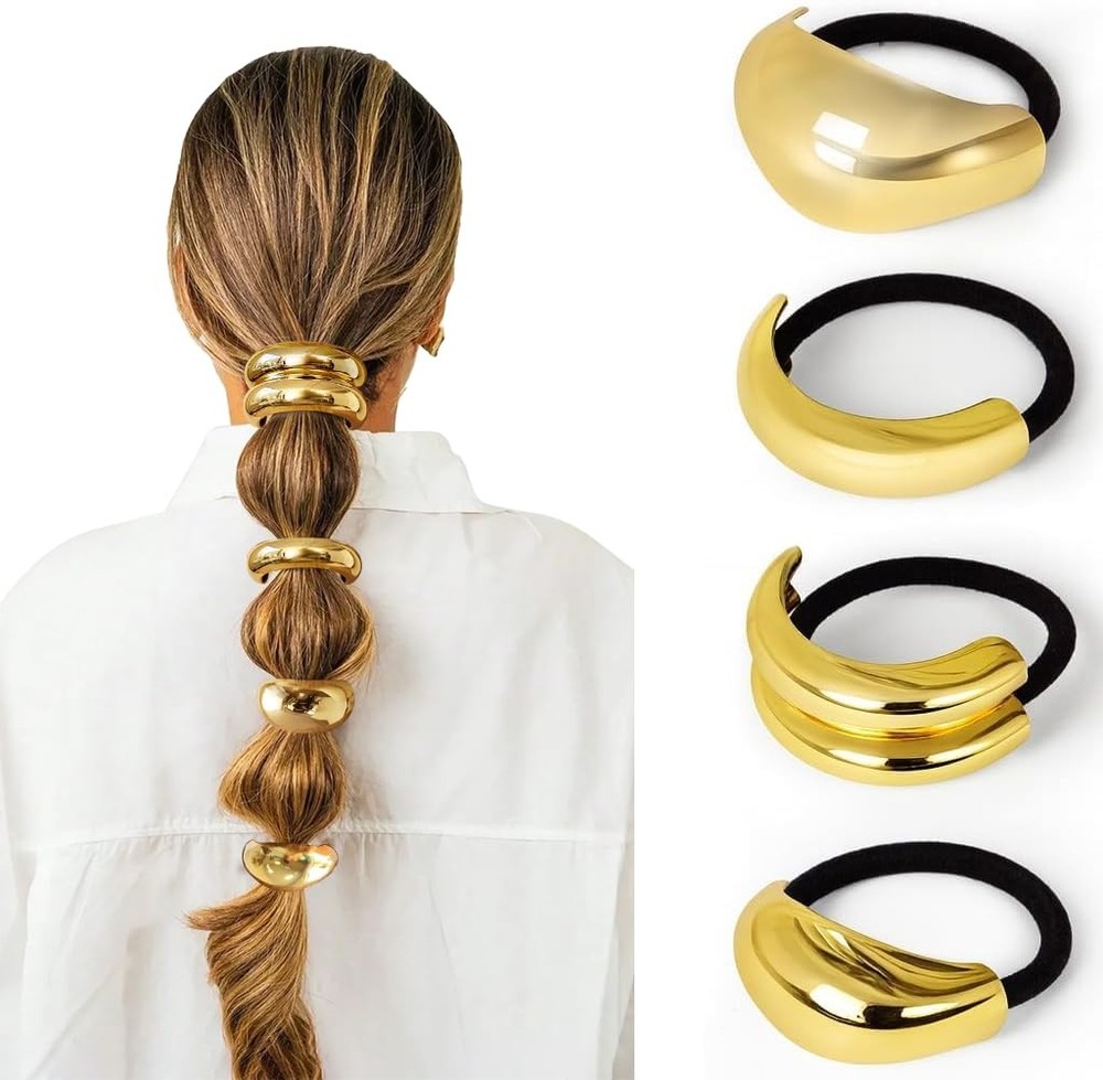 Coleteros dorados para cabello grueso y fino, accesorios para el cabello