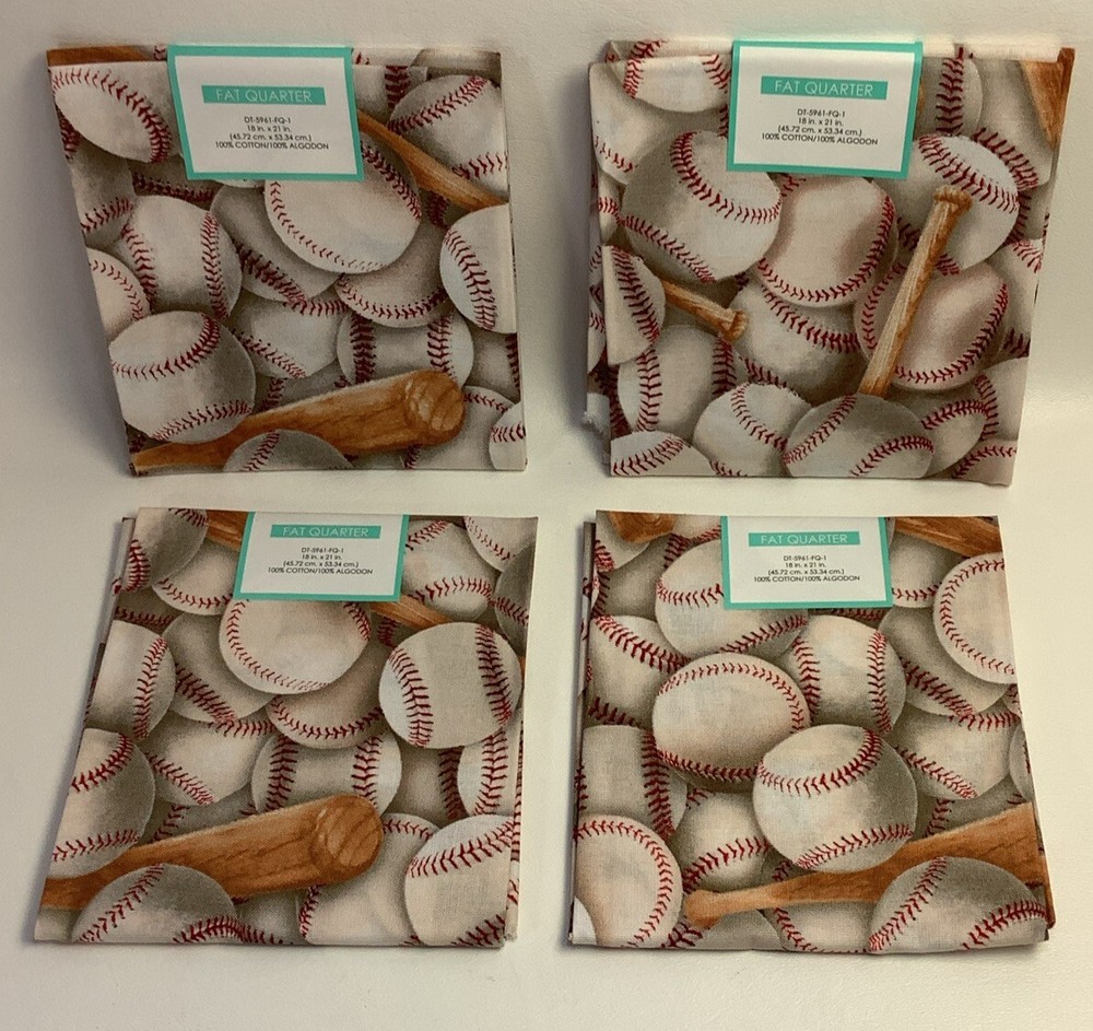 4 Sporty Baseball-Themed Fat Quarters – 18