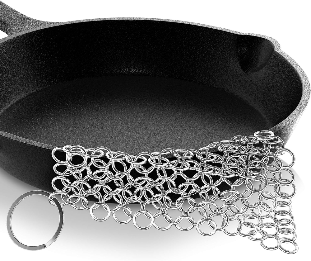 Stainless Steel Cast Iron Cleaner Rustproof Dishwasher Safe 4x4 Chain Scrubber