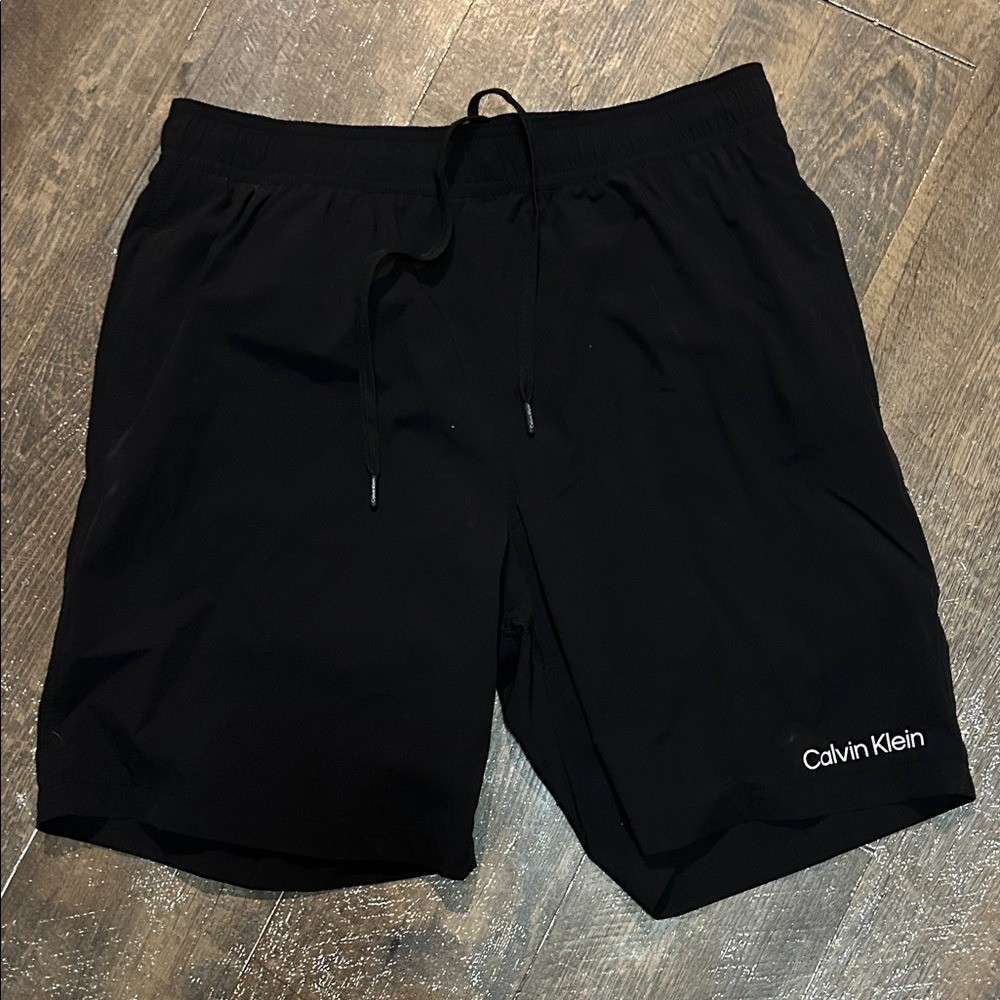 Calvin Klein Men's Black Performance Drawstring Swim Shorts Size Medium 9 inch