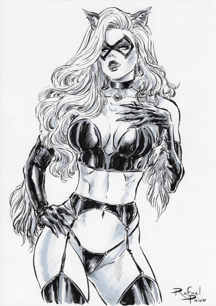 Black Cat original comic art by Rafael Paiva - TramaStudio 9x12 inches