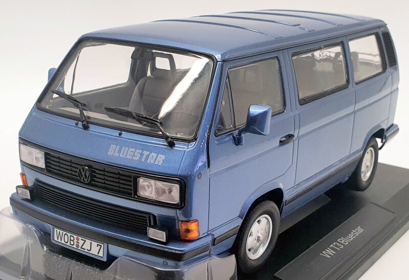 Norev 1/18 Scale Model Car 188450 - 1990 Volkswagen T3 Bluestar - Blue