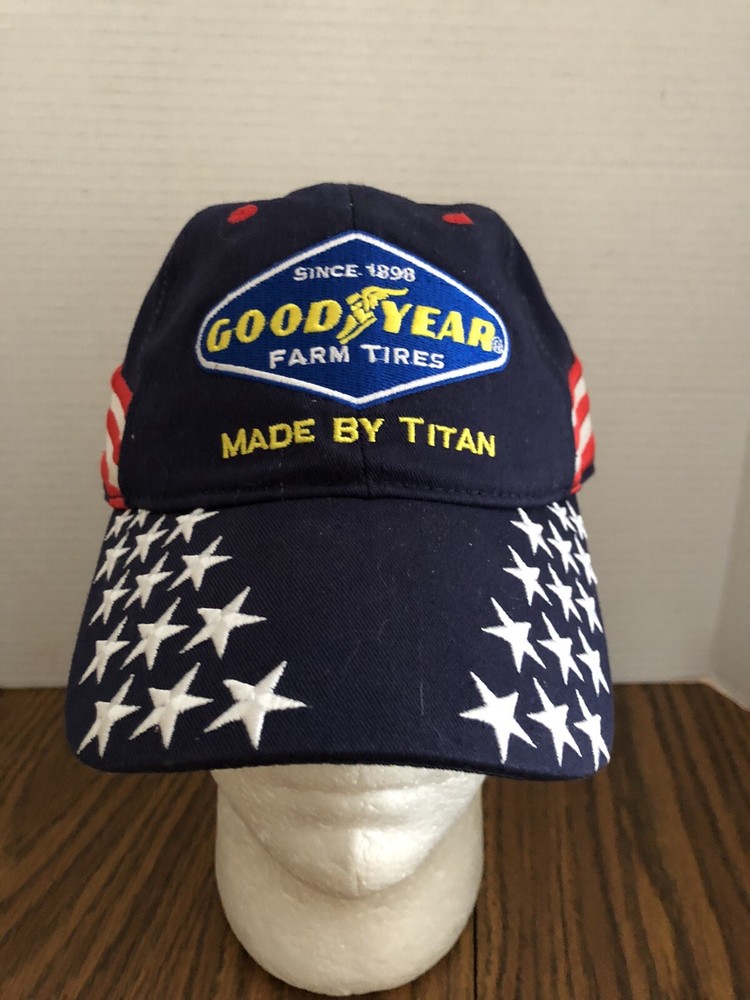 Good Year Farm Tires Made By Titan Trucker Hat Red White And Blue New Without Ta-image
